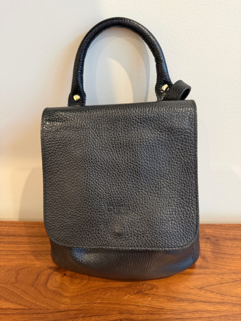 Cheval Firenze Black Pebbled Leather Backpack Crossbody - Made in Italy